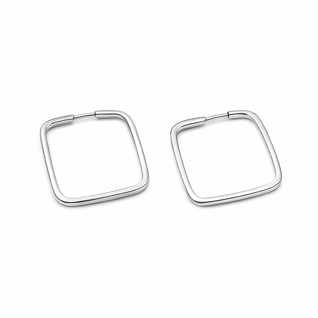 Mel- Silver Square Hoop Earrings