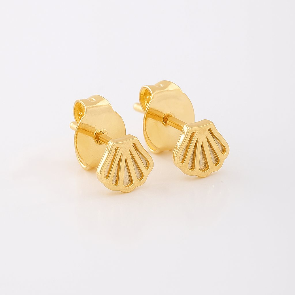 Mini Gold Seashell Earrings