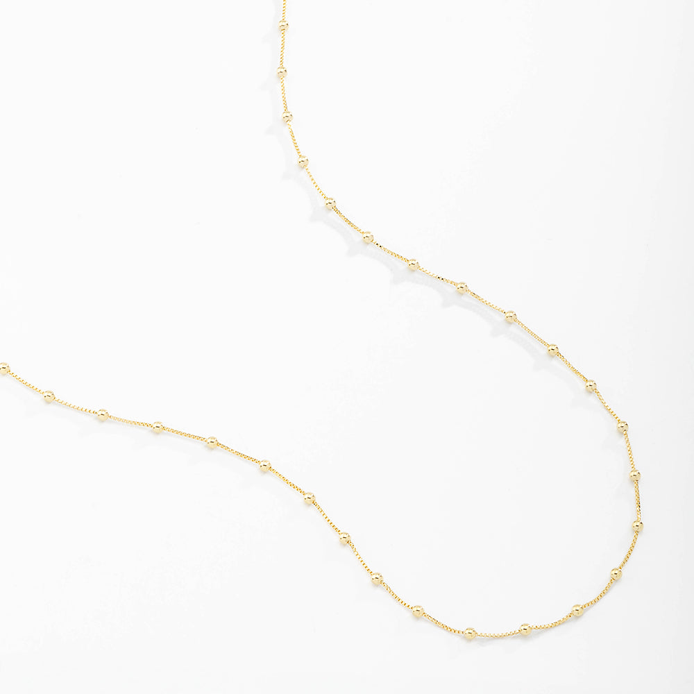 Lara- Fine Chain Necklace with Tiny Golden Beads