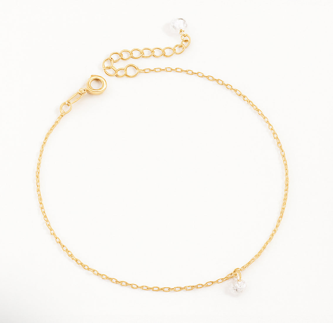 Gold Anklet with Teardrop Crystal Charm
