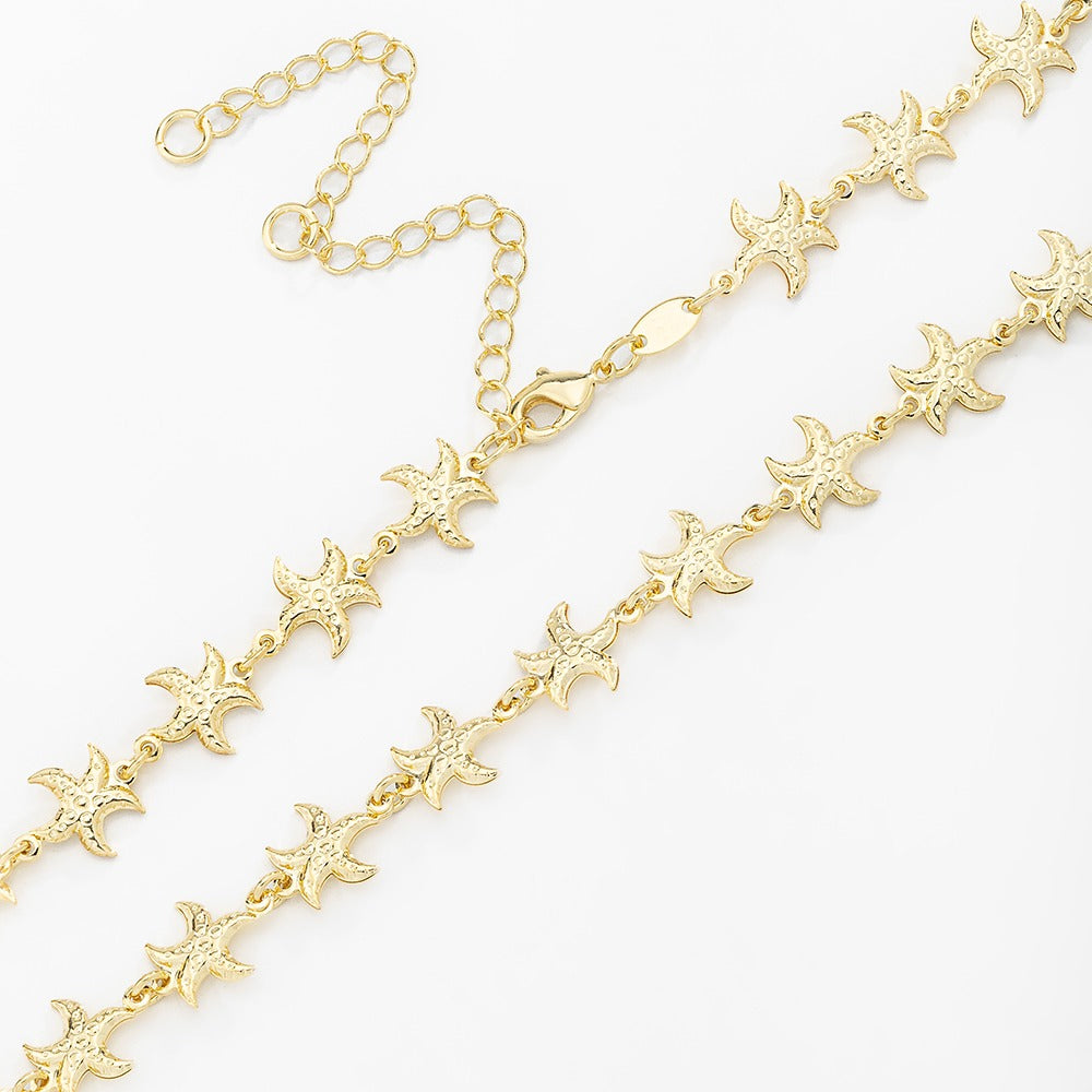 Golden Starfish Choker Necklace