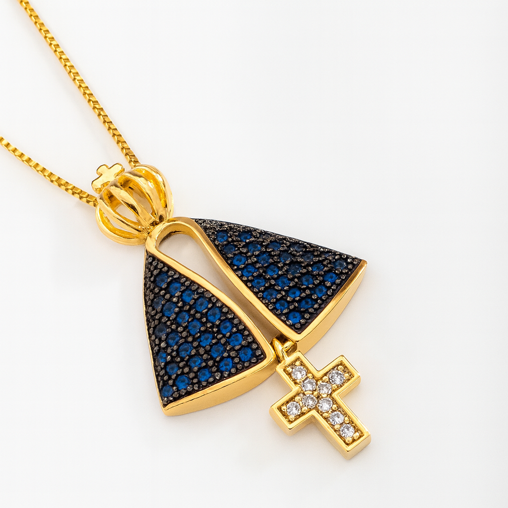 Our Lady Aparecida Necklace with Blue Mantle