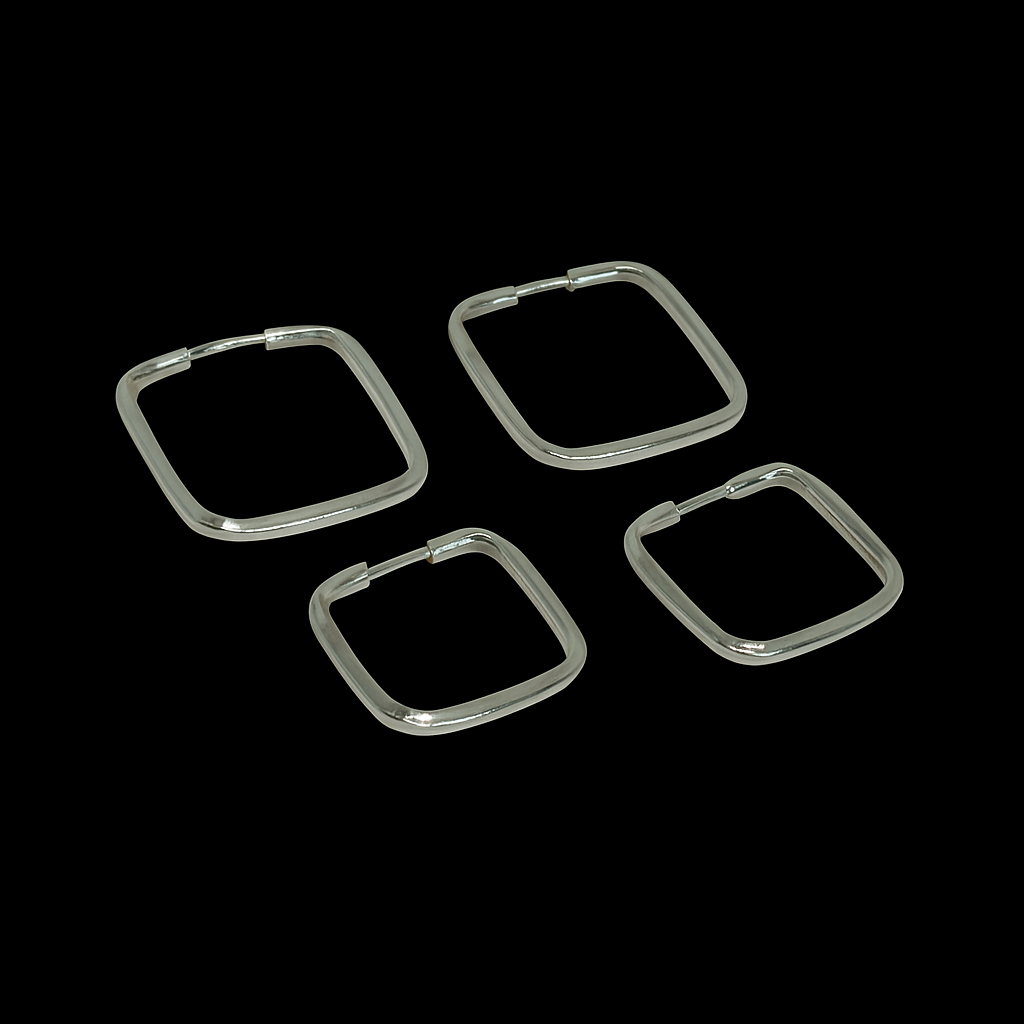 Mel- Silver Square Hoops Set