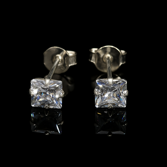 Silver Princess Stud Earrings
