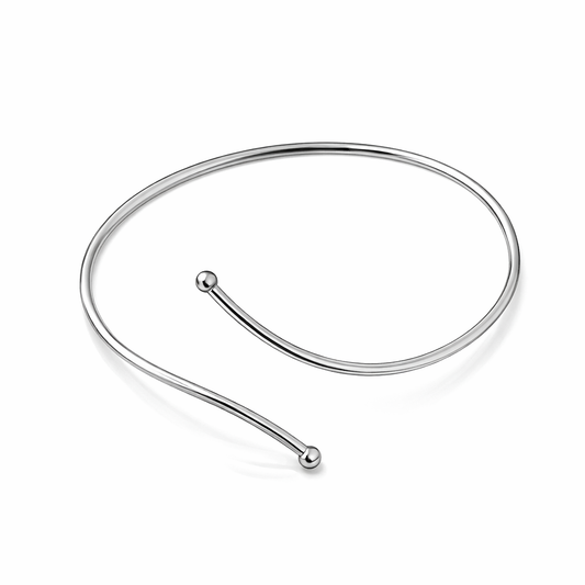 Wave Silver Open Bangle