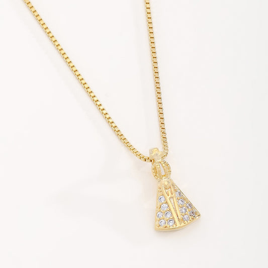 Our Lady Aparecida Gold Necklace with Zirconias